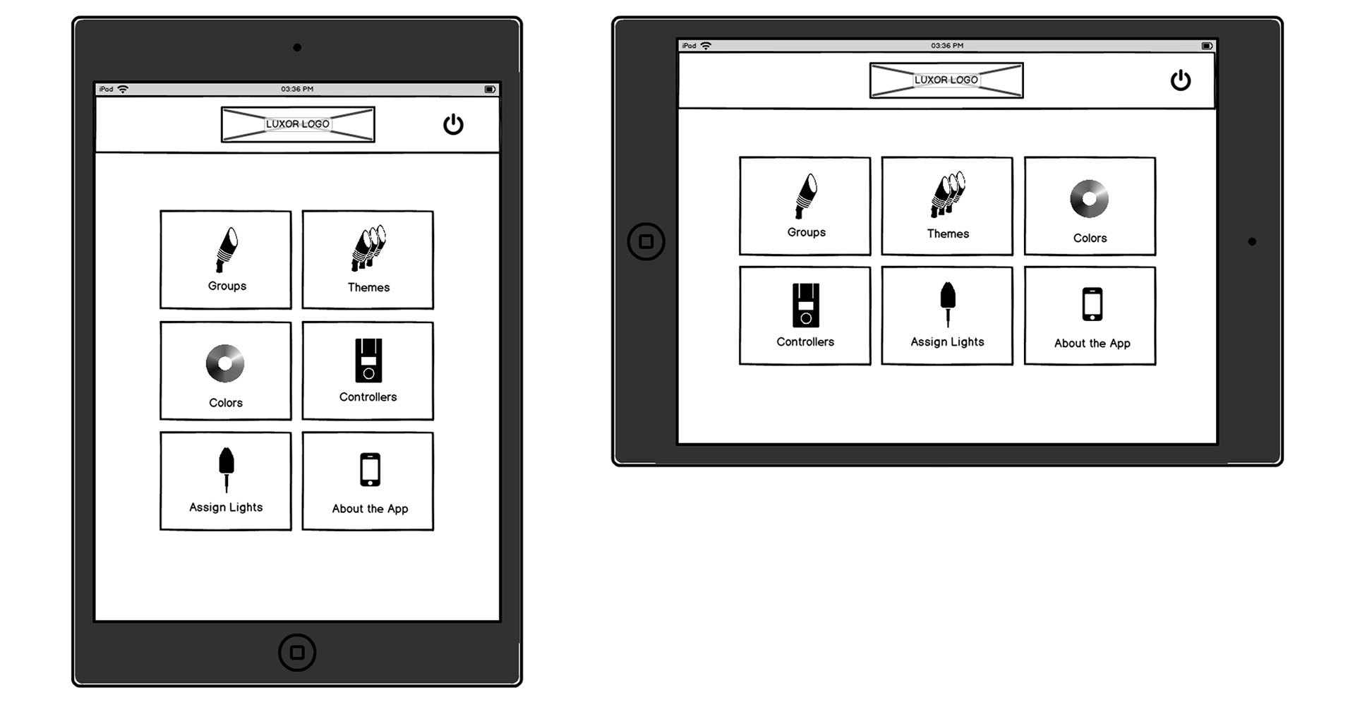 App home screen tablet wireframes image