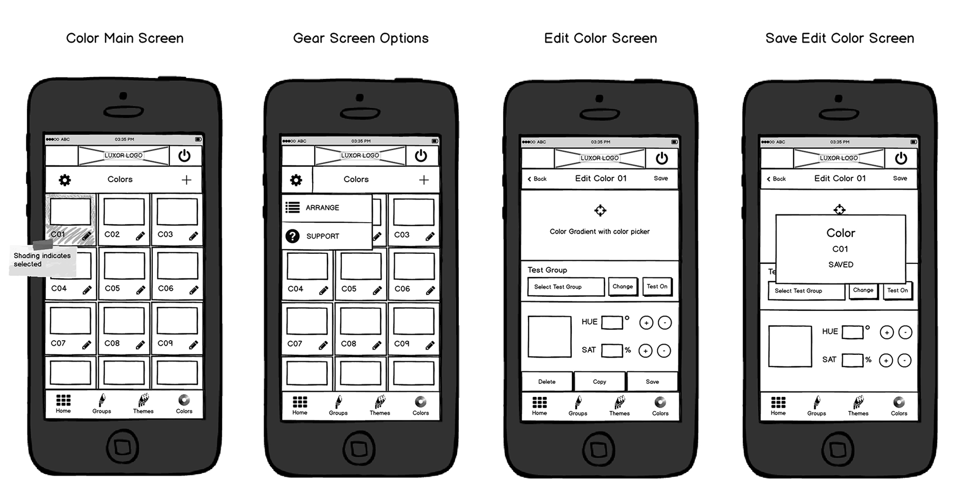 App color screen wireframes image