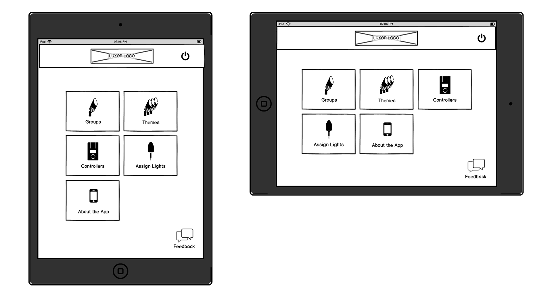 ZD app tablet home screen wireframes image